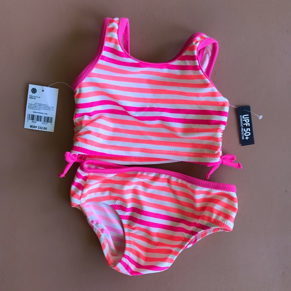 NWT OshKosh B’gosh Baby Girl Neon Stripe Swimsuit
